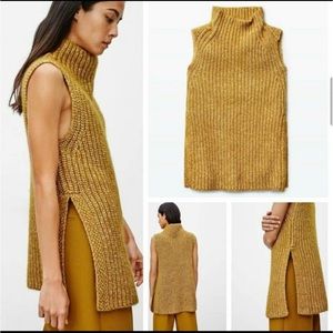 Aritzia Wilfred | Yellow Knit Tunic with Mock Neck